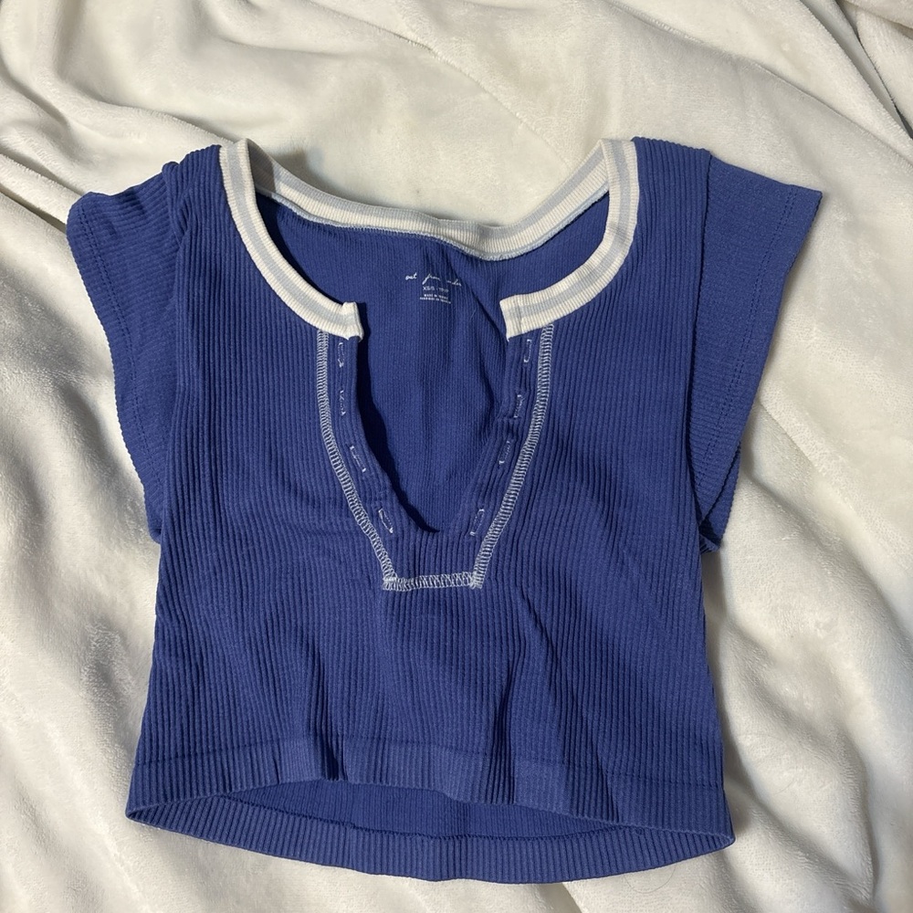 Urban Outfitters Blue Short Sleeve Tee with White Trim